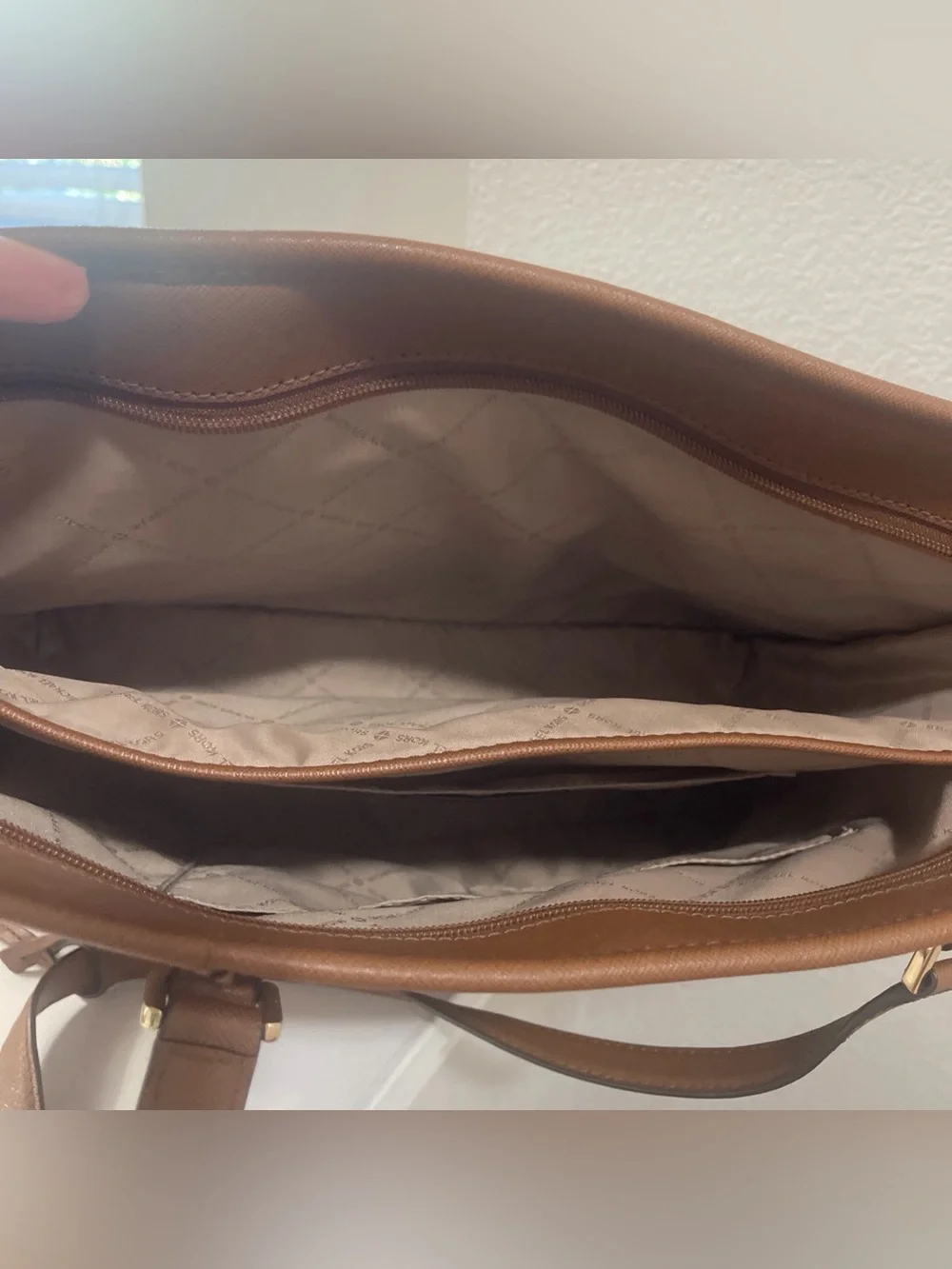 Michael Kors Camel Brown Saffiano Leather Tote with MK Charm